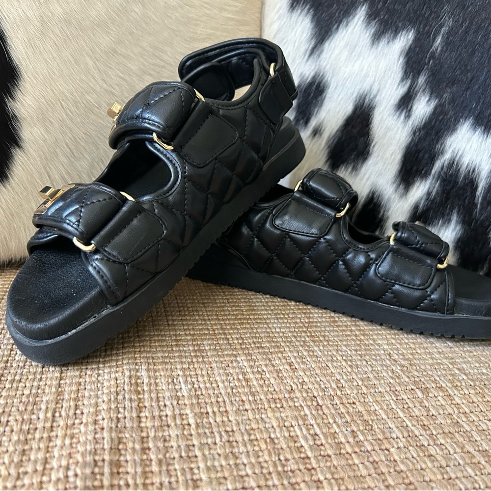 Steve Madden Black Quilted Sandals